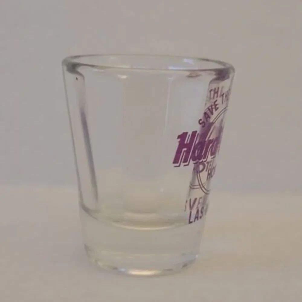 Hard Rock Cafe Save the Planet  Beveled Shot Glass Purple Logo Las Vegas